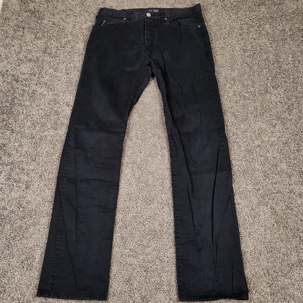 Armani Jeans Denim Men 31 Fits 32x33 Black J6J21FQ Straight Leg Cotton